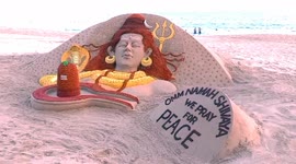 The Odisha Sand Artist Creates Lord Shiva Sculpture Adorned With 23,000 Rudraksha Beads for world Peace