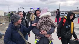 Refugees from Ukraine enter Poland via border at Medyka