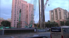 Beijing Subway Line 17 construction carcked residential building in 2020 June