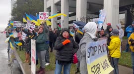 US: Protest Outside Russian Consulate In Houston To Show Solidarity With Ukraine