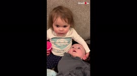 Toddler has hilariously honest response when asked if she loves her baby brother