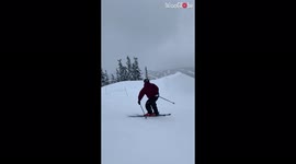 'Skier CRASHES HARD seconds after flawlessly riding a rail '