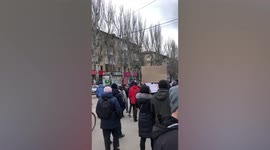 Ukrainians protest against Russian soldiers occupying Melitopol City