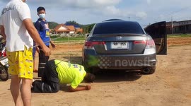 Mechanics remove aggressive snake from woman's car engine