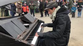 Pianist plays the Beatles at Polish border with Ukraine as refugees continue to arrive