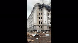Damaged university and police building in Kharkiv seen as result of Russian missile strikes