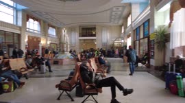 9 lives to be thankful for: A Ukrainian woman refugee from Kyiv caresses her cat at Uzhhorod Railway Station, Zakarpattya Region of Western Ukraine