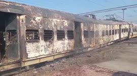 Massive fire engulfs two train coaches in India's Uttar Pradesh