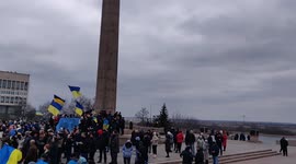 Peaceful meeting in Ukrainian Kherson against russian occupation