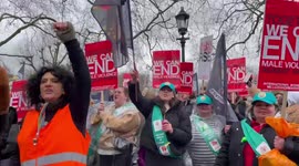 Million women march protestors chant outside Downing Street