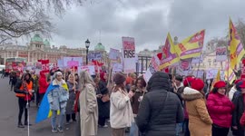 Million Women March protestors rally outside Downing Street