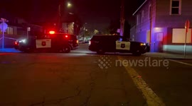 Police presence at the shooting crime scene in Berkeley, CA, USA
