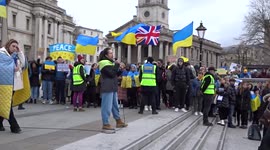 'There will be peace in Ukraine!' - says a young Ukrainian protester in Trafalgar Square in London