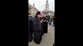 Christian Orthodox priests pray for Ukraine during anti-war rally in London