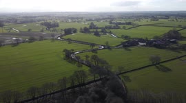 Trafford 10k race drone footage runners on lane. Drone footage.