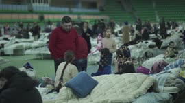Ukrainian refugees find shelter at Chișinău's sports arena, Moldova
