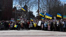 'NATO close the sky over Ukraine' protest against Russian Invasion of Ukraine in Madrid