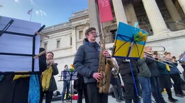 Musicians played for peace in Ukraine in London’s Trafalgar Square
