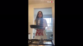 'Girl learns that flipping pancakes isn't her strong suit '