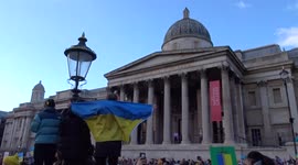 Prayer for Ukraine music tribute performed by flashmob orchestra in Trafalgar Square - London