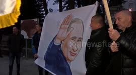 Pro-Russian supporters gather in Niksic, Montenegro