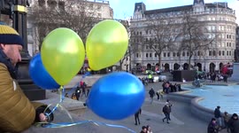 Hundreds gather in Trafalgar Square for music event in support of Ukraine - London