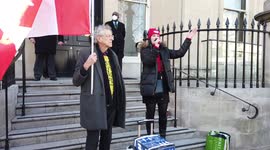 Piers Corbyn and others gather to rally against 'dictator' Trudeau amid visit with Queen