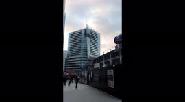 Drone captures fire damage on 17th floor of London high rise building above Aldgate East Station