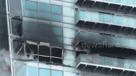 Dramatic footage of over 100 London firefighters battling blaze high up on London apartment building