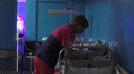 Makeshift basement nursery for premature babies seen in Kharkiv amid heavy Russian military stikes