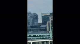 High-rise tower block on fire in London, UK