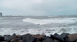 People enjoyed taking selfies without sensing the danger of the rough sea in South India