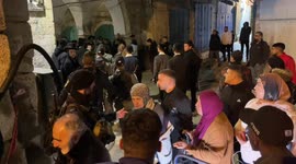 Israeli security forces gather at the scene of a stabbing attack in Jerusalem's Old City.