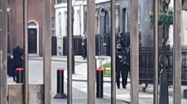 Justin Trudeau Waves To Protesters shouting Truck Trudeau 7 March 2022 Downing street