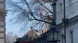 Ukraine Flag flies above Downing Street and the UK Foreign and Commonwealth Office