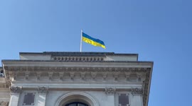Downing Street and the UK Foreign Office building fly Ukraine’s flag in solidarity