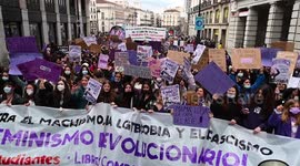 Thousands of students strike and protest for International Women's Day in Madrid
