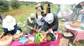 Palestinian women celebrate International Women's Day.