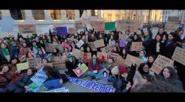 Latin women protest at Trafalgar as part.of International women's day.