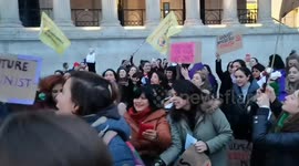 Intersectional protest on International Women's Day seen in London's Leicester Square