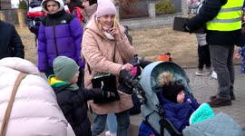 Refugees from Ukraine women and children come to Poland