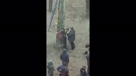 Marauders tied to trees in the city of Melitopol, Ukraine