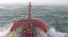 Ship In storm - chemical tanker facing a storm force 12 in the north sea