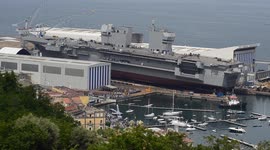 Ship launch of LHD Trieste in Castellammare di Stabia in Italy