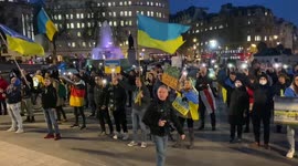 Ukraine solidarity protest in London’s Trafalgar Square on the 14yh day of Russian invasion