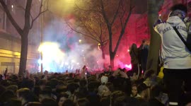 Real Madrid fans celebrate Paris Saint Germain game in fiery fashion