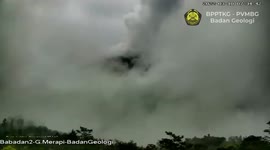 Livestream shows Mount Merapi volcano covered in clouds of gas while erupting in Indonesia