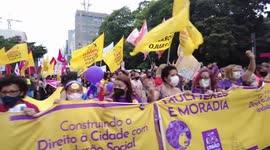 International Women's Day protests in Sao Paulo, Brazil