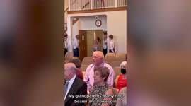 Bride left in tears as grandparents walk down the aisle as the flower girl and ring bearer