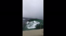 Ship in Storm: Fishing trawler smashed by massive wave in the North Sea, Atlantic Ocean